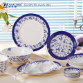 China Tangshan bone china custom dinner set / blue rim printed uniform dinner plate and bowl